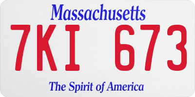 MA license plate 7KI673