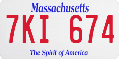MA license plate 7KI674