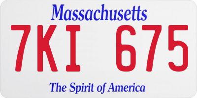 MA license plate 7KI675