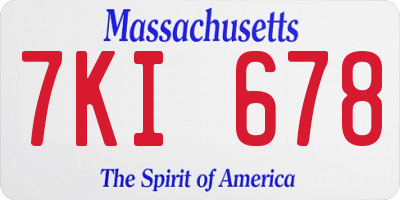 MA license plate 7KI678