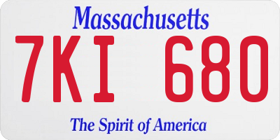 MA license plate 7KI680