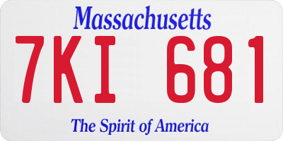MA license plate 7KI681