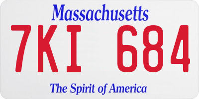 MA license plate 7KI684