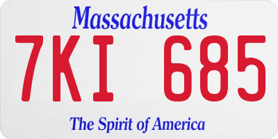 MA license plate 7KI685
