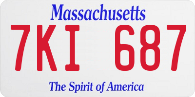MA license plate 7KI687