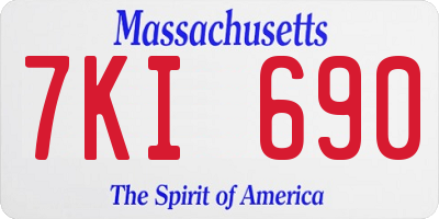 MA license plate 7KI690