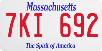 MA license plate 7KI692