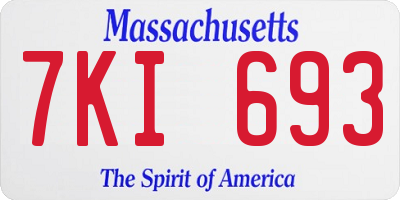MA license plate 7KI693