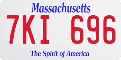 MA license plate 7KI696