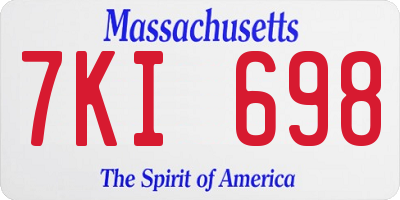 MA license plate 7KI698