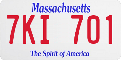MA license plate 7KI701