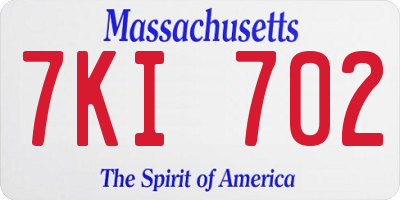 MA license plate 7KI702