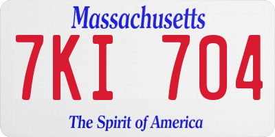 MA license plate 7KI704