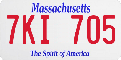 MA license plate 7KI705