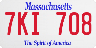 MA license plate 7KI708