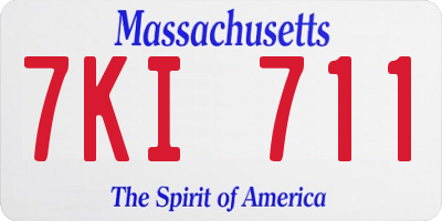 MA license plate 7KI711