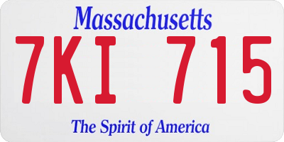 MA license plate 7KI715