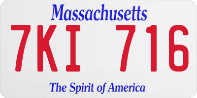 MA license plate 7KI716