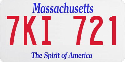 MA license plate 7KI721