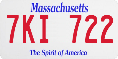 MA license plate 7KI722