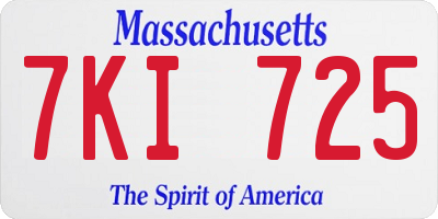 MA license plate 7KI725