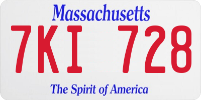 MA license plate 7KI728