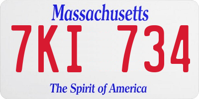 MA license plate 7KI734