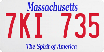 MA license plate 7KI735