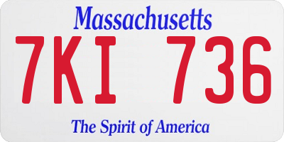 MA license plate 7KI736