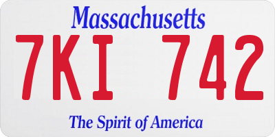MA license plate 7KI742