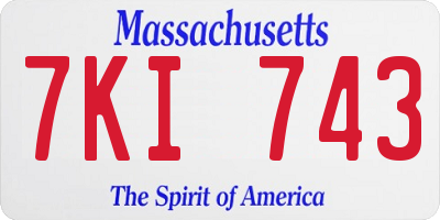 MA license plate 7KI743