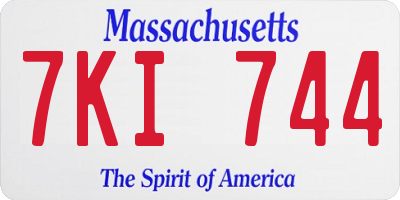MA license plate 7KI744