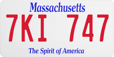 MA license plate 7KI747