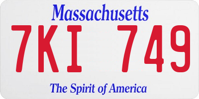 MA license plate 7KI749