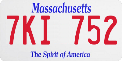 MA license plate 7KI752