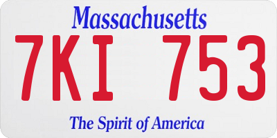 MA license plate 7KI753