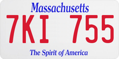 MA license plate 7KI755