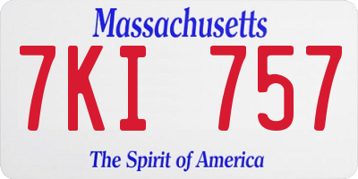 MA license plate 7KI757