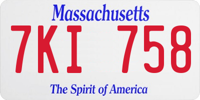 MA license plate 7KI758