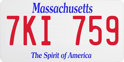 MA license plate 7KI759
