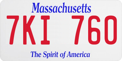MA license plate 7KI760