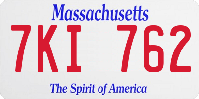 MA license plate 7KI762