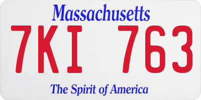 MA license plate 7KI763