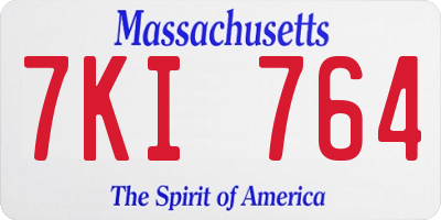 MA license plate 7KI764