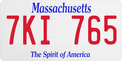 MA license plate 7KI765