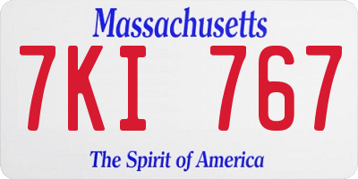 MA license plate 7KI767