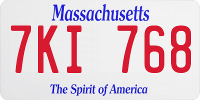 MA license plate 7KI768