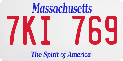 MA license plate 7KI769