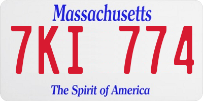 MA license plate 7KI774