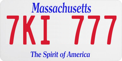 MA license plate 7KI777